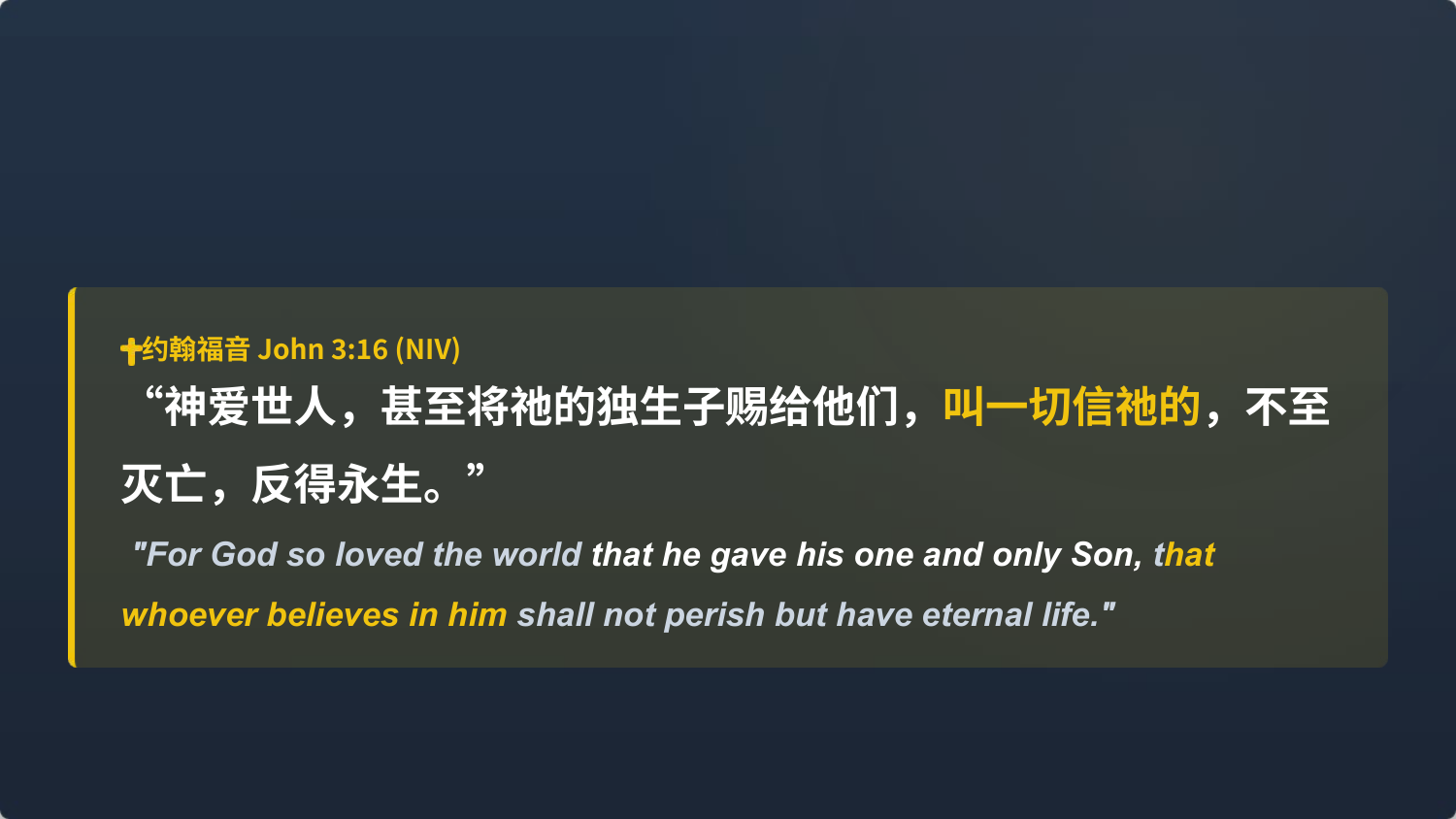 约翰福⾳ John 3:16 (NIV)