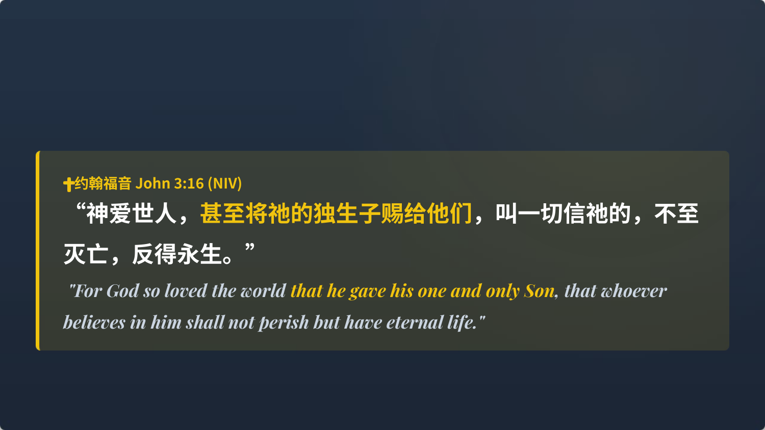 约翰福⾳ John 3:16 (NIV)