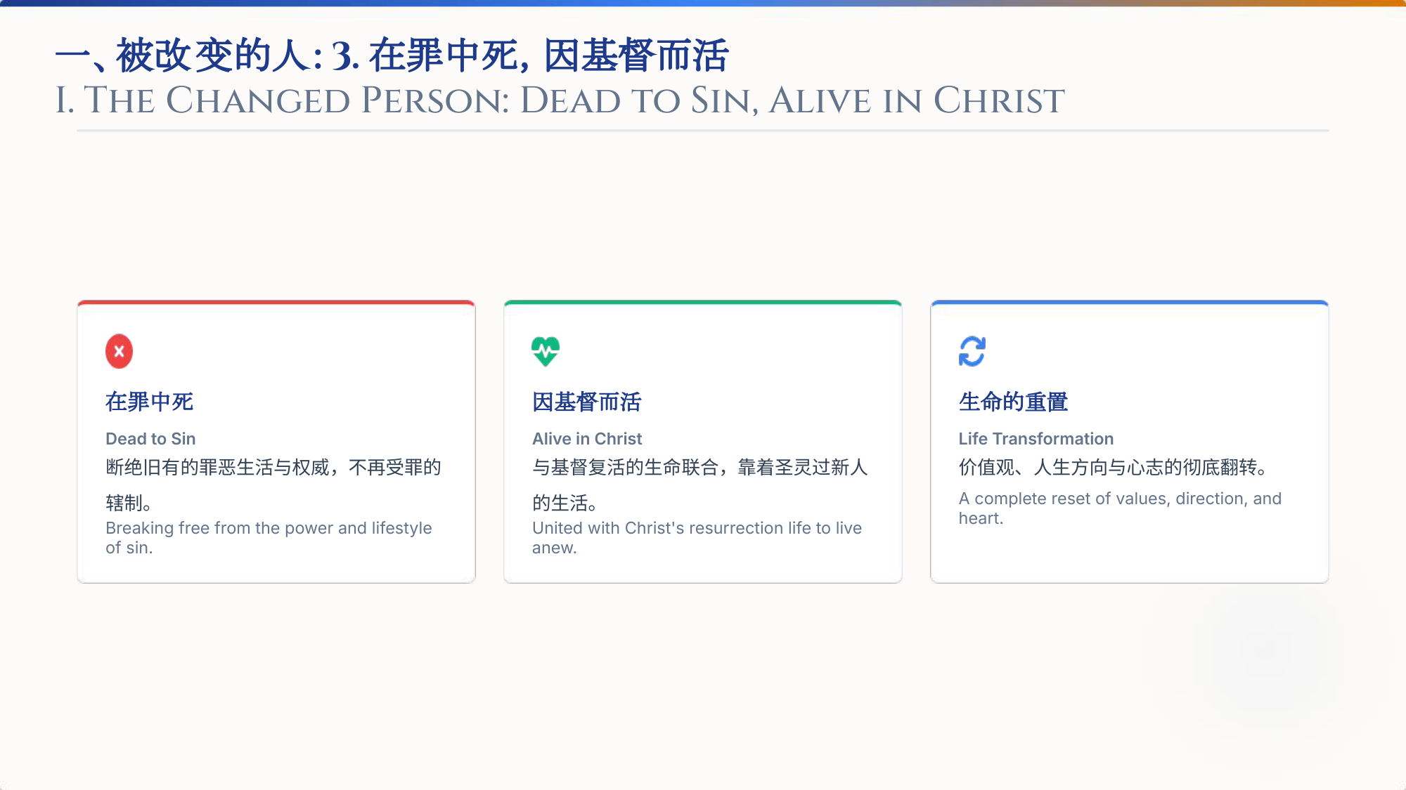 一、被改变的人：3. 在罪中死，因基督而活