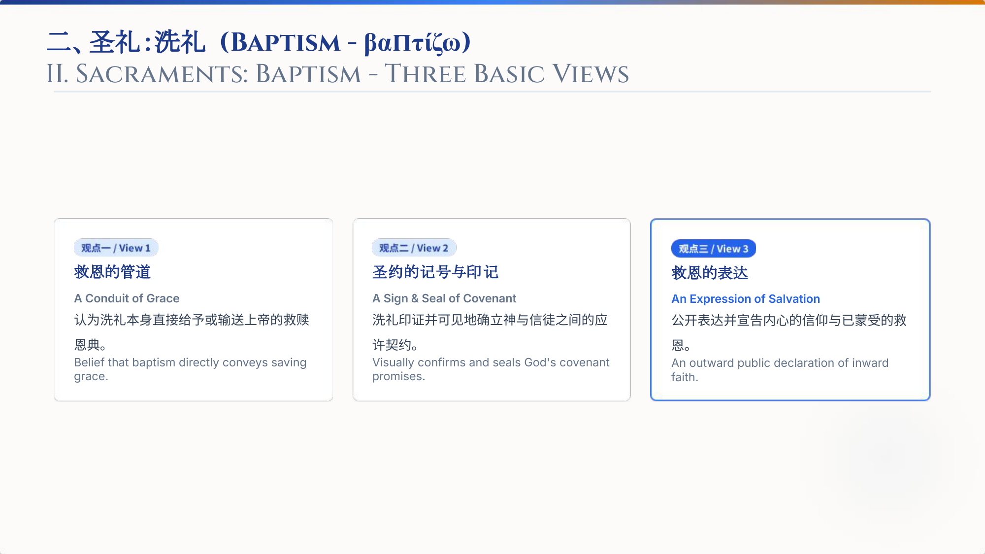 二、圣礼：洗礼 (Baptism - βαπτίζω)